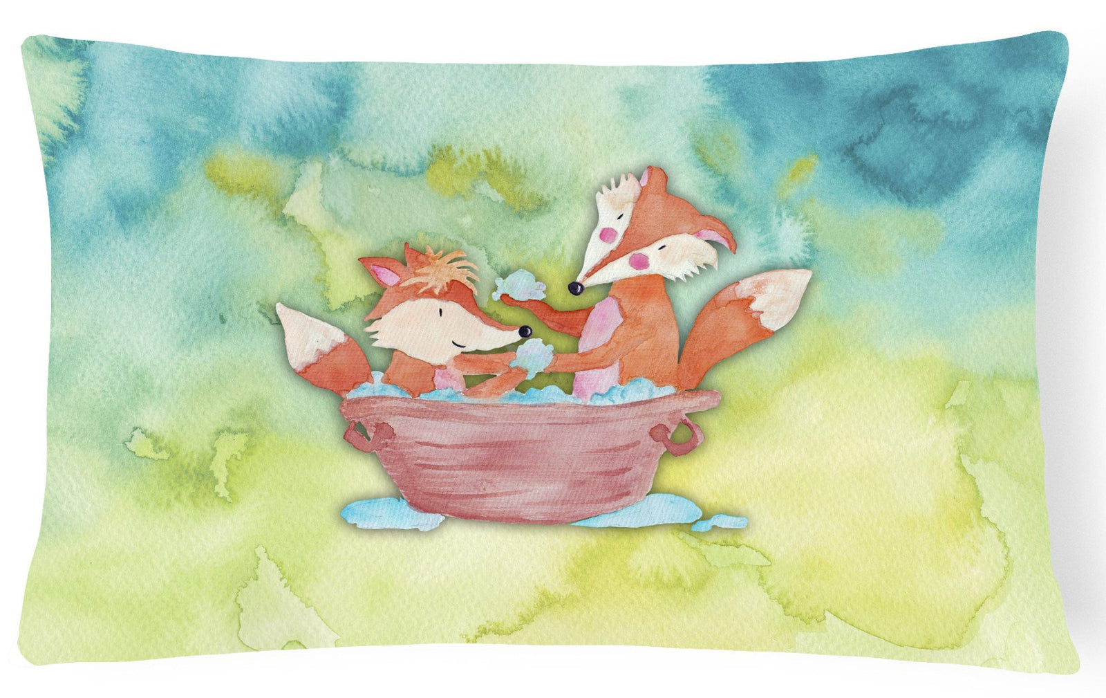Foxes Bathing Watercolor Canvas Fabric Decorative Pillow BB7350PW1216 by Caroline's Treasures