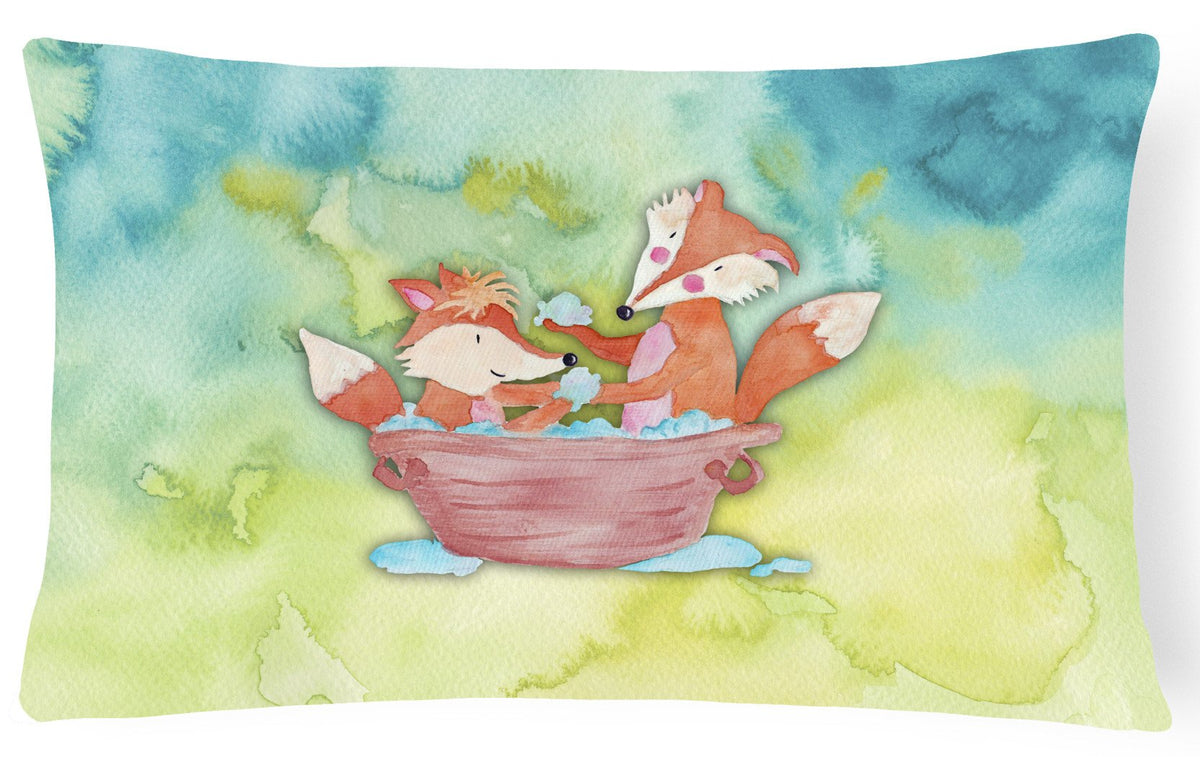 Foxes Bathing Watercolor Canvas Fabric Decorative Pillow BB7350PW1216 by Caroline&#39;s Treasures