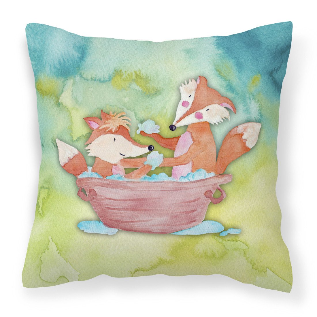Foxes Bathing Watercolor Fabric Decorative Pillow BB7350PW1818 by Caroline&#39;s Treasures