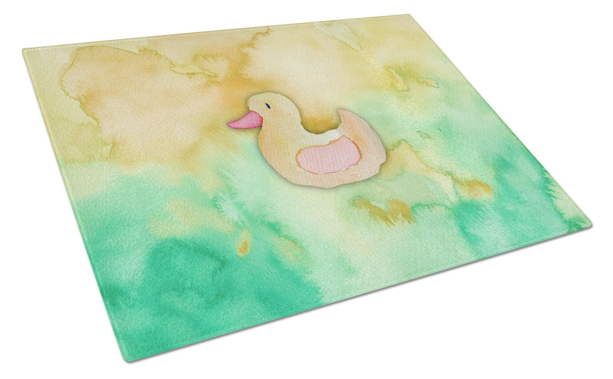 Rubber Duckie Watercolor Glass Cutting Board Large BB7351LCB by Caroline&#39;s Treasures