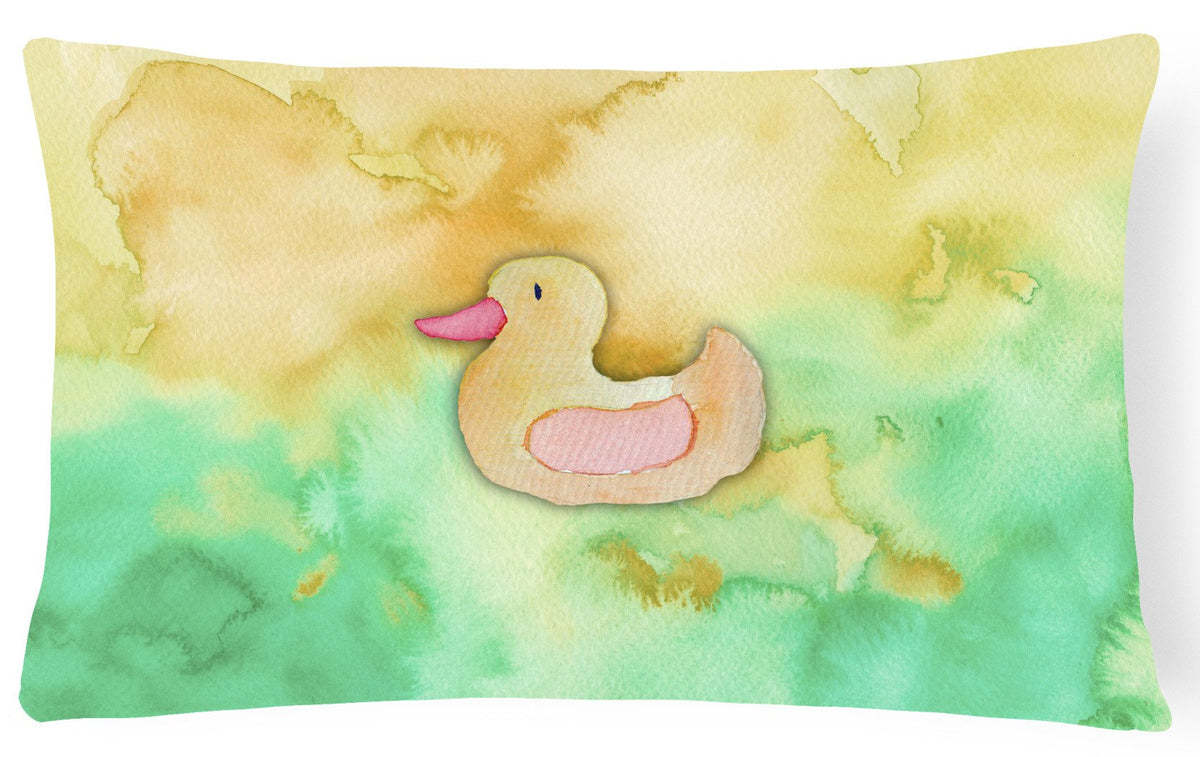Rubber Duckie Watercolor Canvas Fabric Decorative Pillow BB7351PW1216 by Caroline&#39;s Treasures