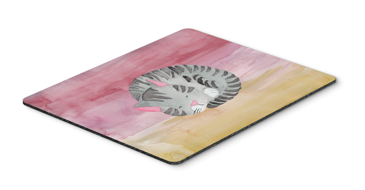 Sleeping Grey Cat Watercolor Mouse Pad, Hot Pad or Trivet BB7353MP by Caroline&#39;s Treasures