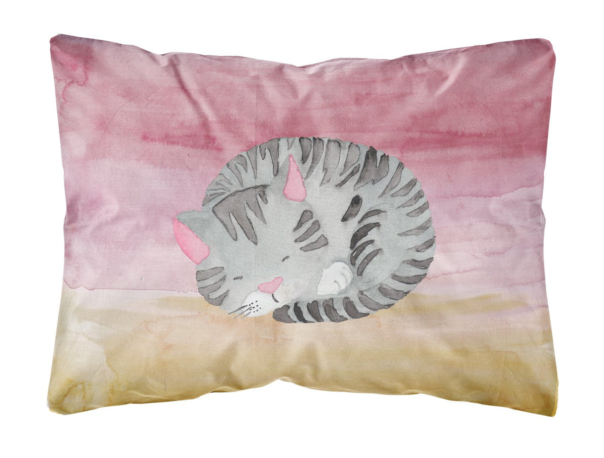 Sleeping Grey Cat Watercolor Canvas Fabric Decorative Pillow BB7353PW1216 by Caroline&#39;s Treasures