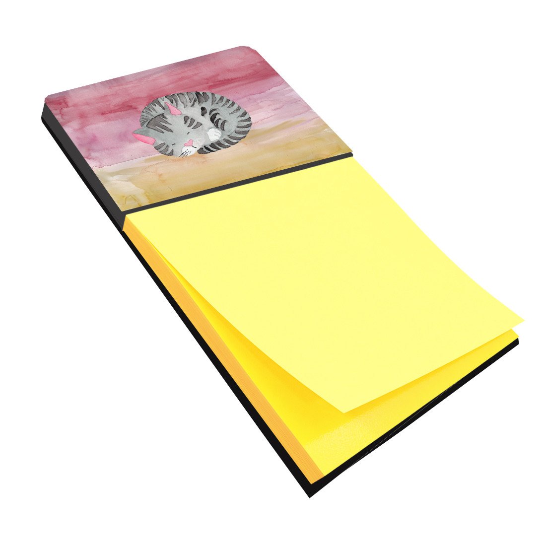 Sleeping Grey Cat Watercolor Sticky Note Holder BB7353SN by Caroline&#39;s Treasures
