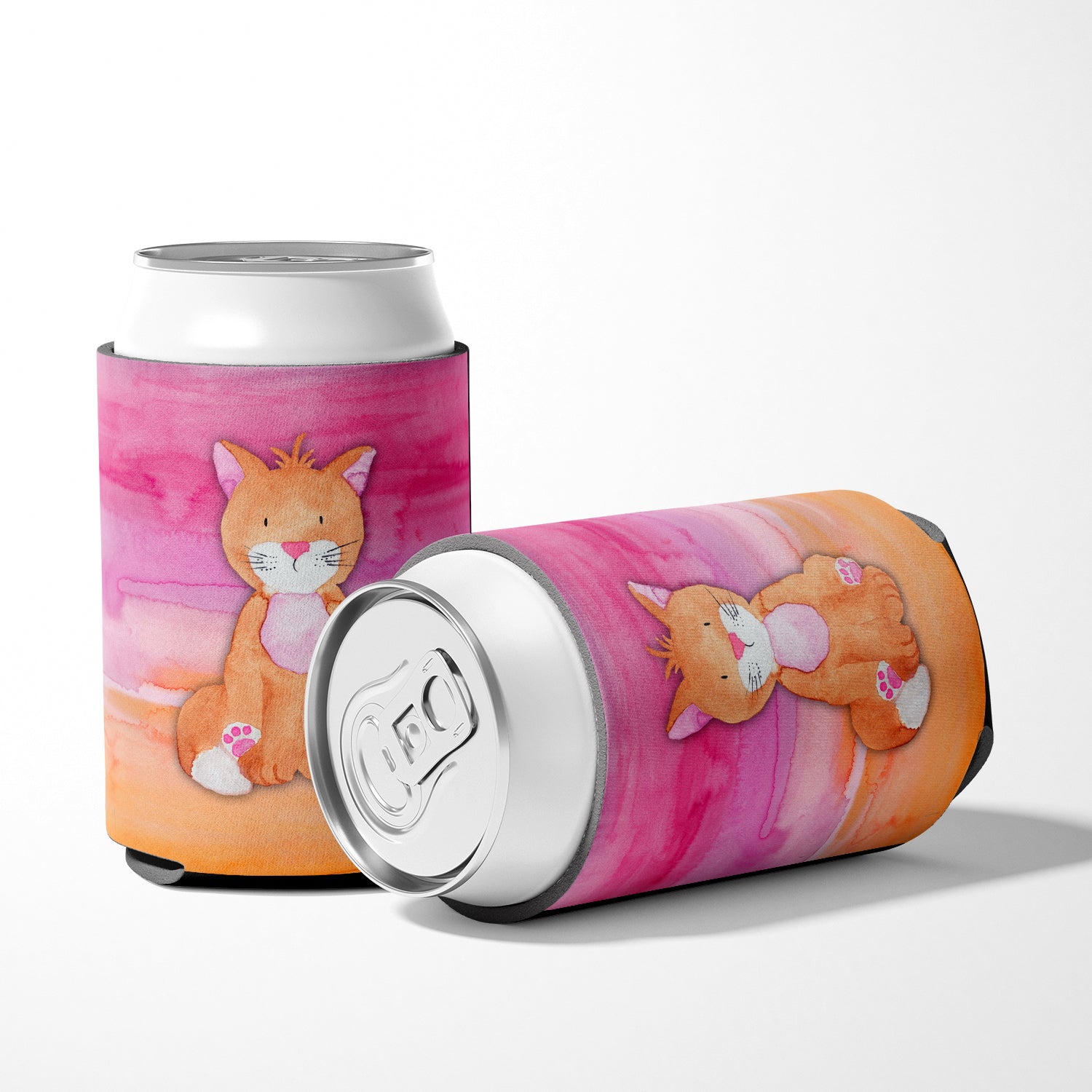 Orange Cat Watercolor Can or Bottle Hugger BB7354CC