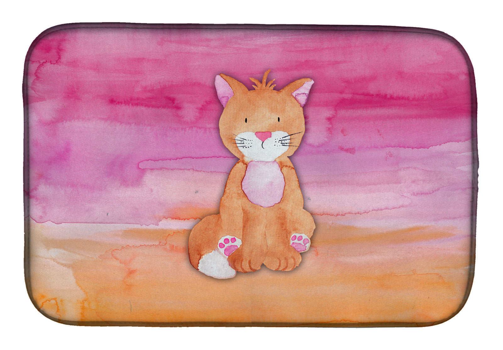 Orange Cat Watercolor Dish Drying Mat BB7354DDM