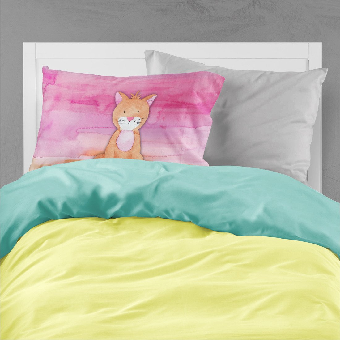 Orange Cat Watercolor Fabric Standard Pillowcase BB7354PILLOWCASE by Caroline's Treasures