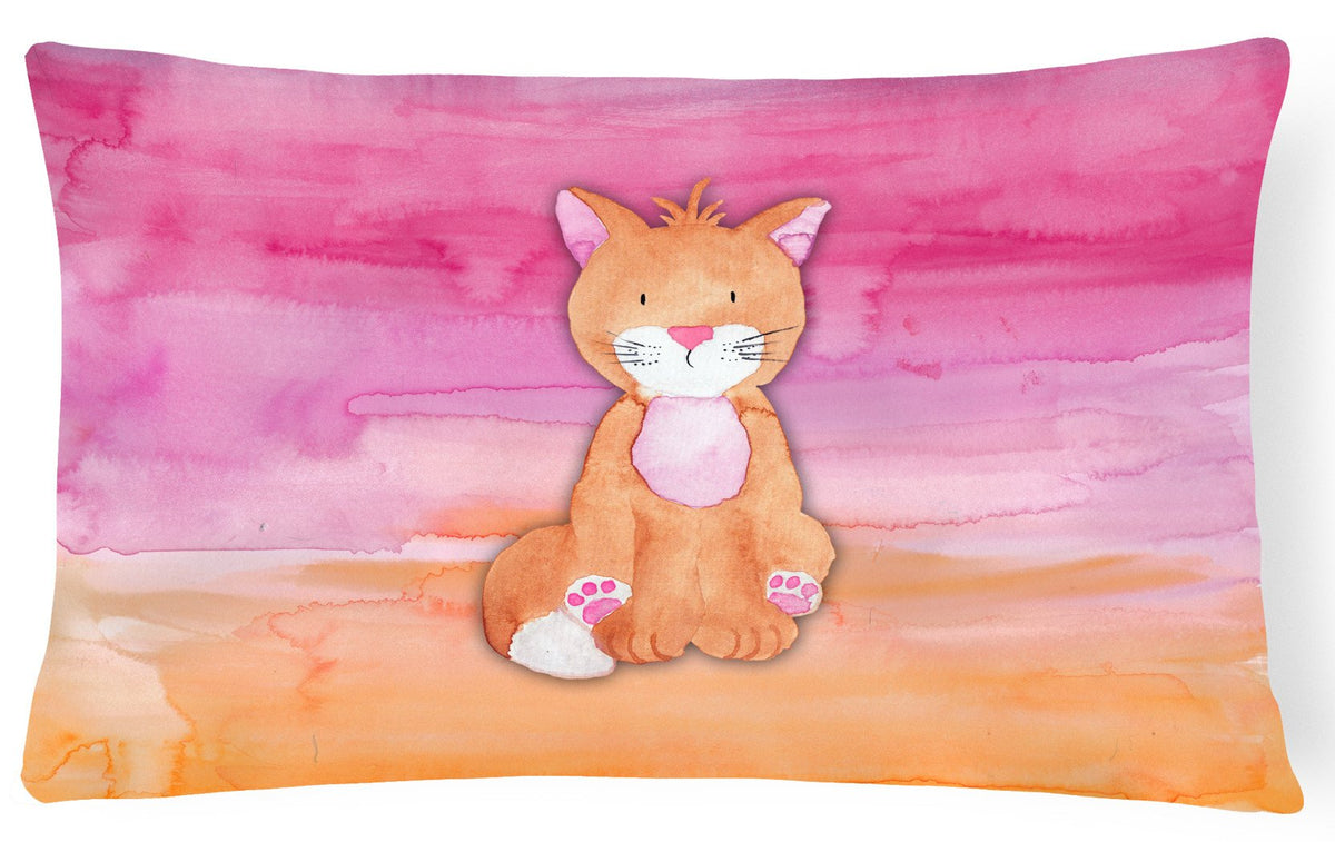 Orange Cat Watercolor Canvas Fabric Decorative Pillow BB7354PW1216 by Caroline&#39;s Treasures