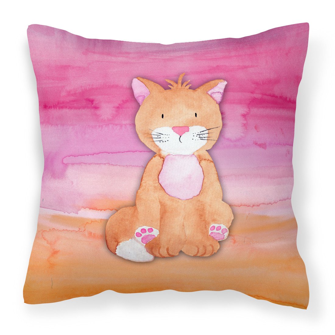 Orange Cat Watercolor Fabric Decorative Pillow BB7354PW1818 by Caroline&#39;s Treasures