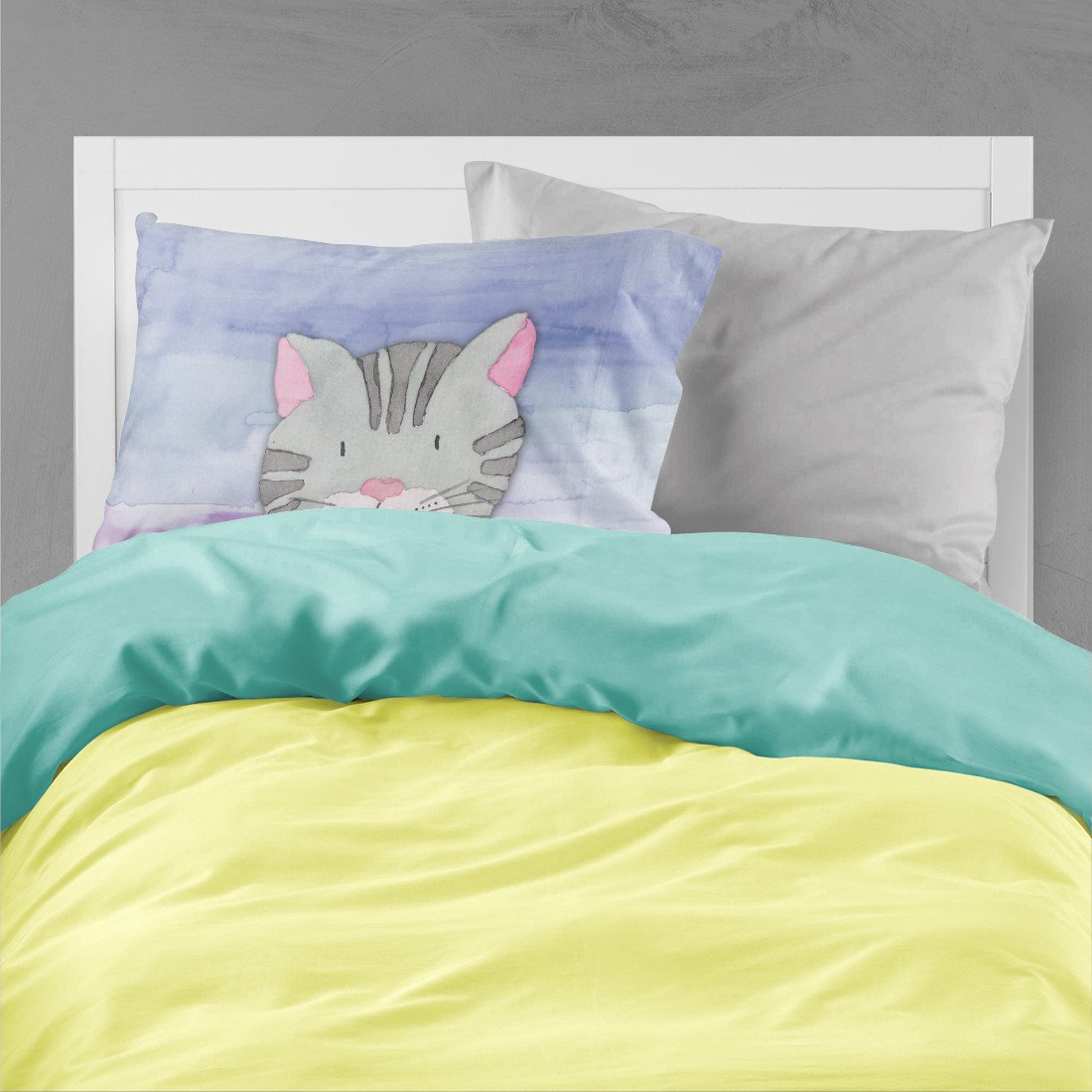Cat Face Watercolor Fabric Standard Pillowcase BB7355PILLOWCASE by Caroline's Treasures