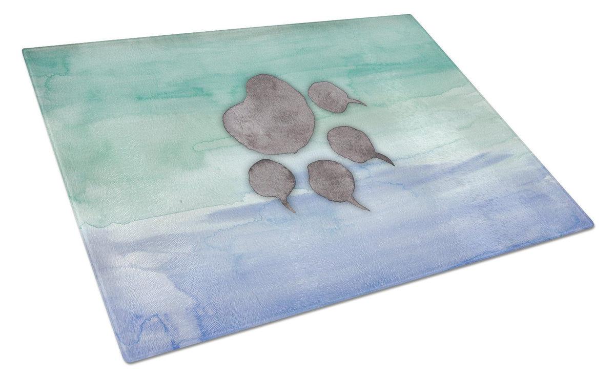Cat Paw Watercolor Glass Cutting Board Large BB7356LCB by Caroline&#39;s Treasures