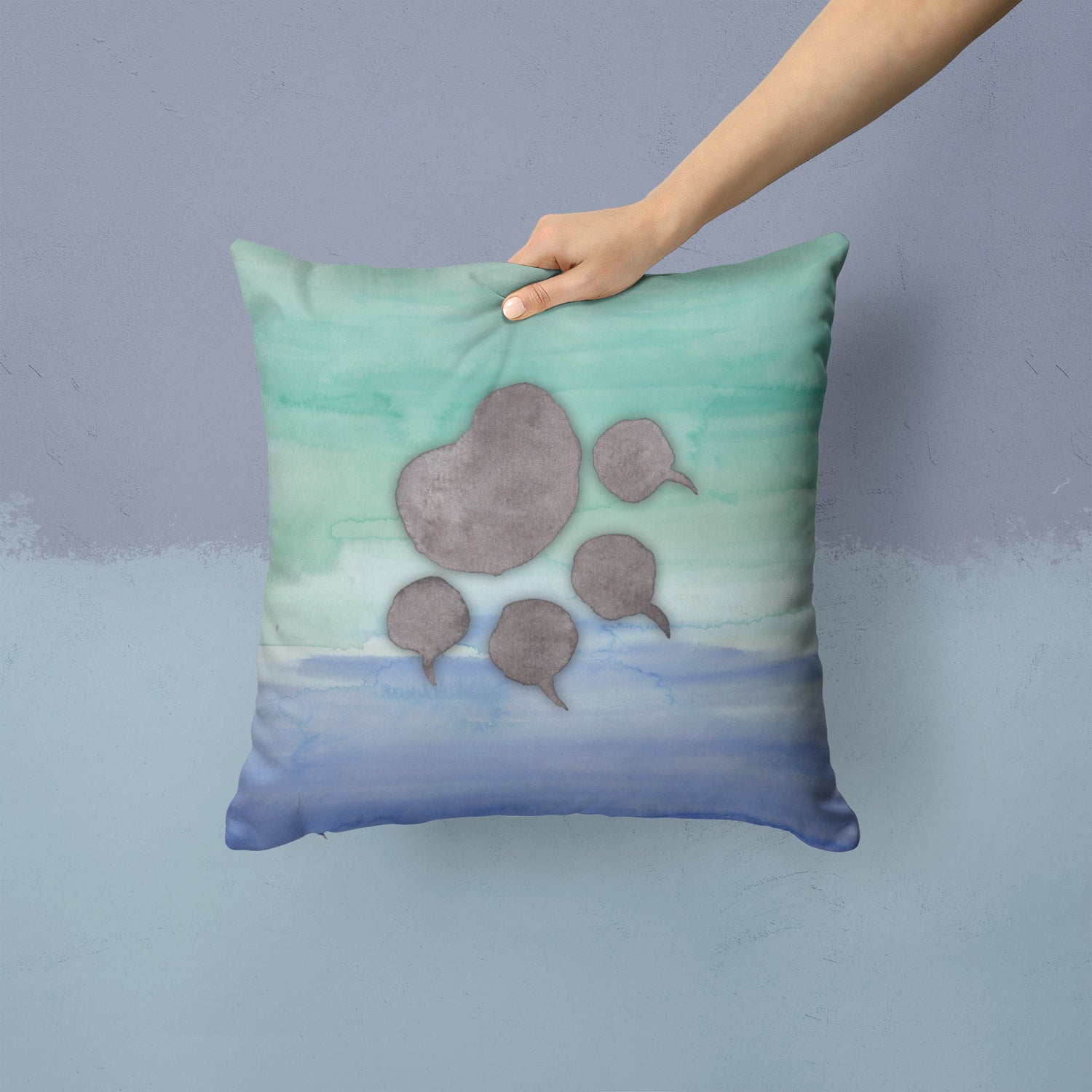 Cat Paw Watercolor Fabric Decorative Pillow BB7356PW1414 - the-store.com