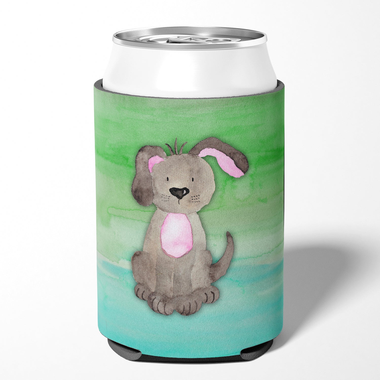 Dog Teal and Green Watercolor Can or Bottle Hugger BB7357CC