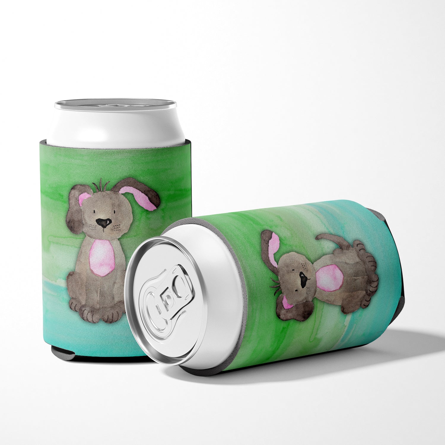 Dog Teal and Green Watercolor Can or Bottle Hugger BB7357CC  the-store.com.