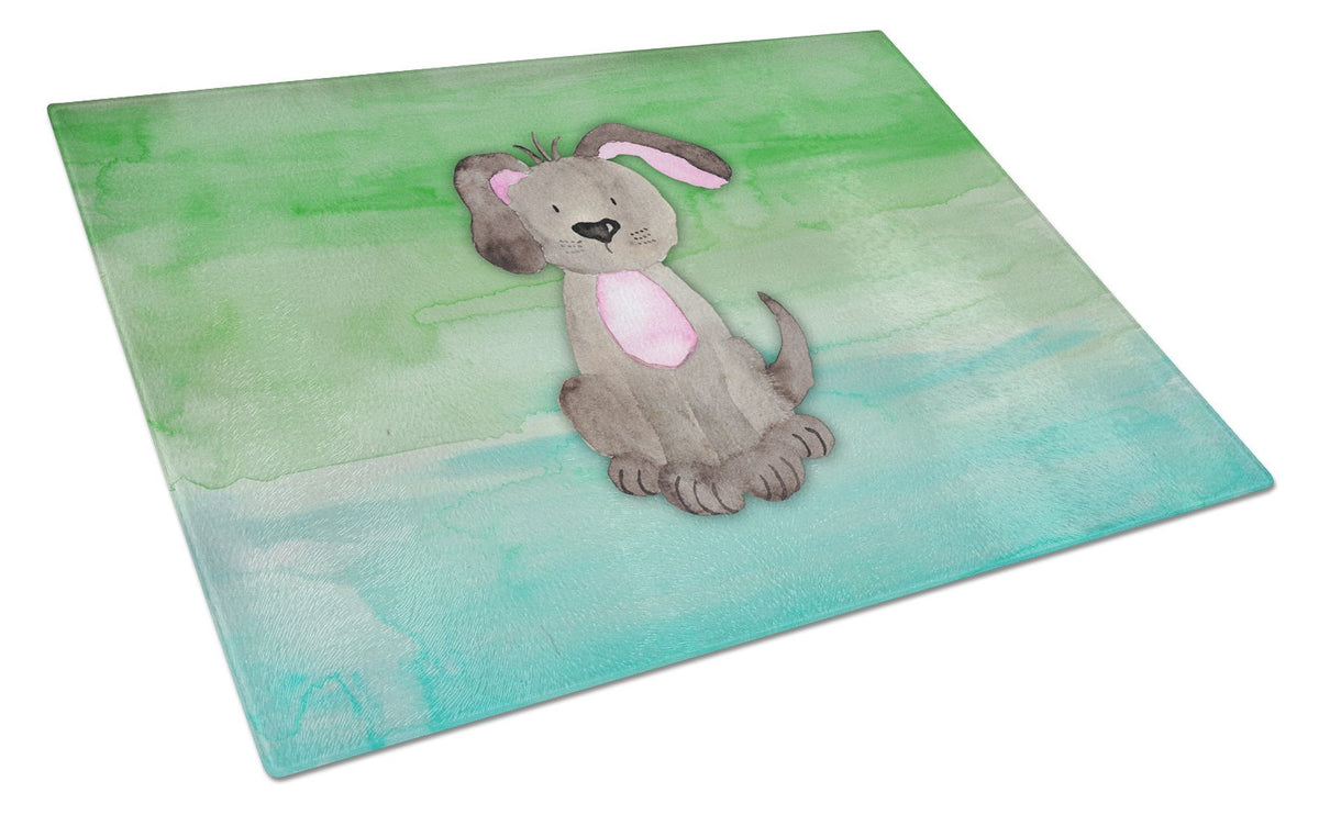Dog Teal and Green Watercolor Glass Cutting Board Large BB7357LCB by Caroline&#39;s Treasures