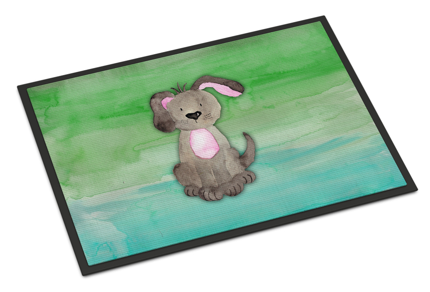 Dog Teal and Green Watercolor Indoor or Outdoor Mat 18x27 BB7357MAT - the-store.com