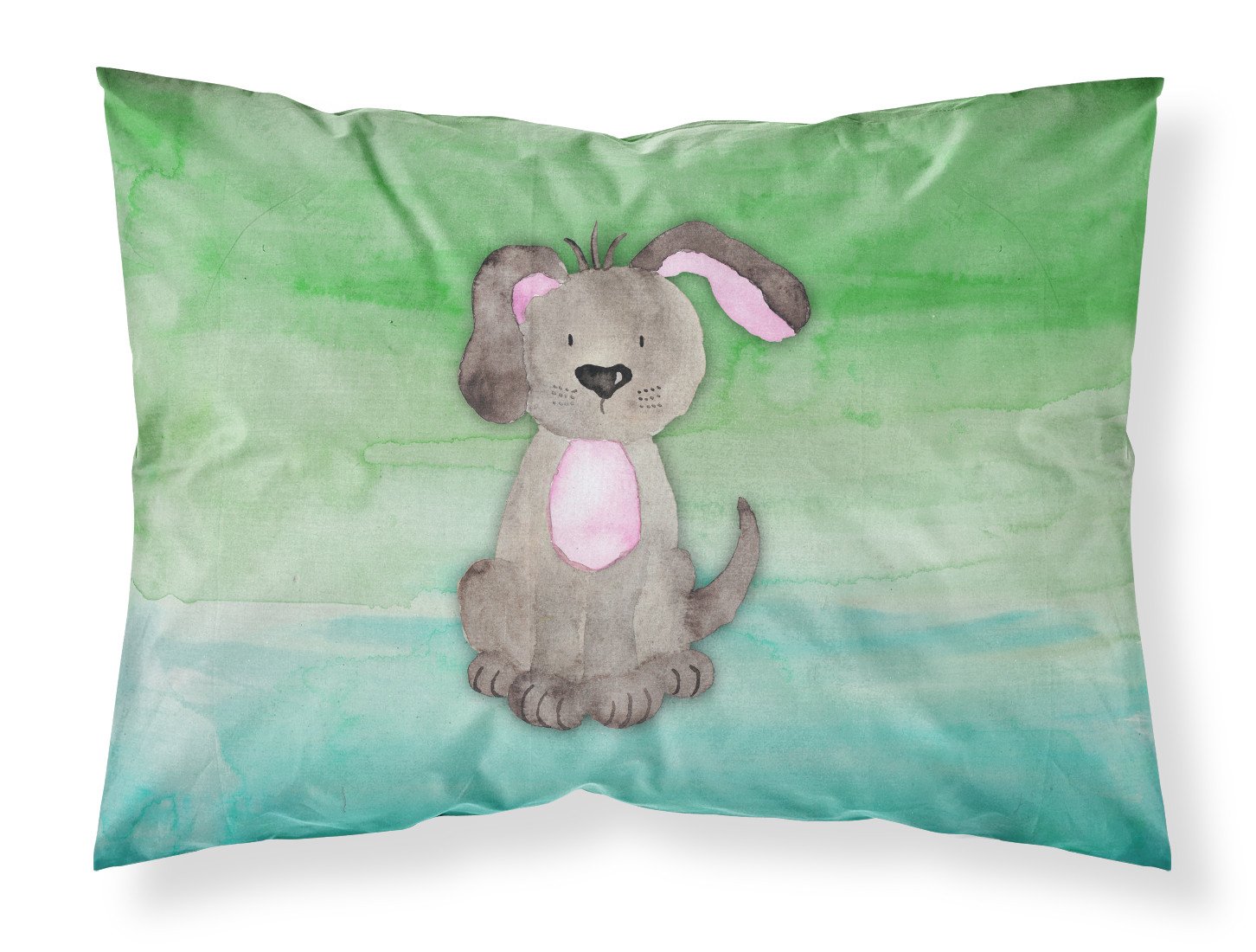 Dog Teal and Green Watercolor Fabric Standard Pillowcase BB7357PILLOWCASE by Caroline's Treasures