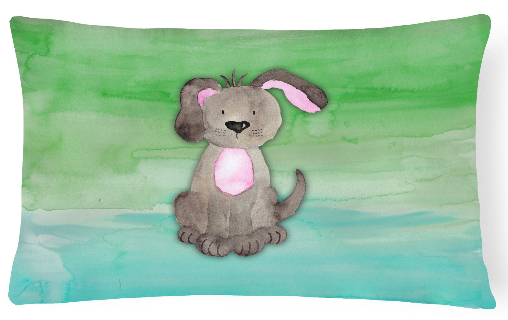 Dog Teal and Green Watercolor Canvas Fabric Decorative Pillow BB7357PW1216 by Caroline's Treasures