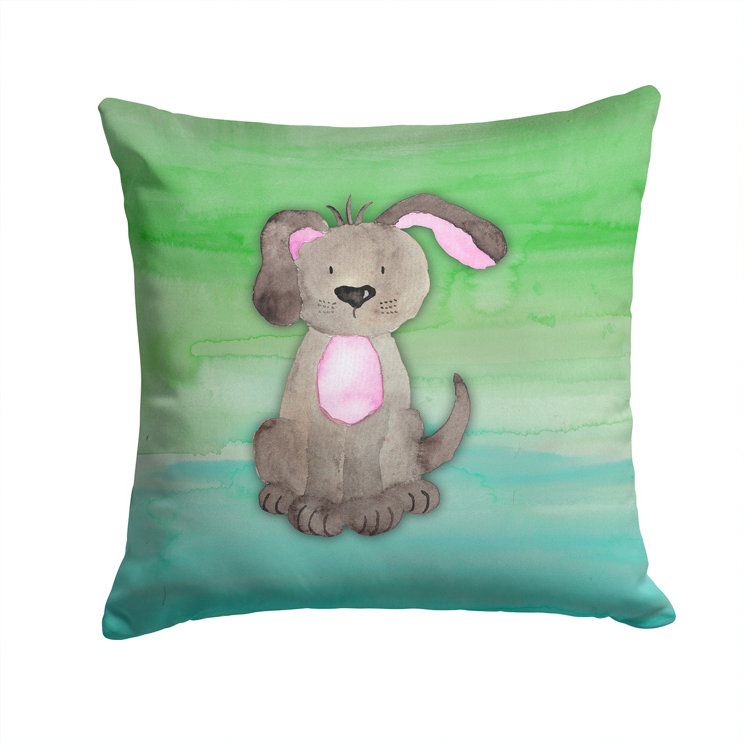 Dog Teal and Green Watercolor Fabric Decorative Pillow BB7357PW1414 - the-store.com