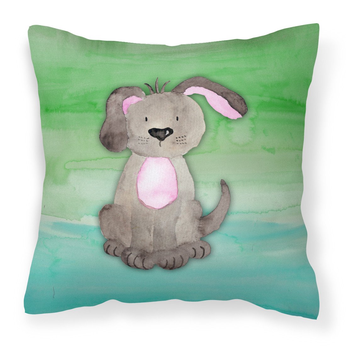 Dog Teal and Green Watercolor Fabric Decorative Pillow BB7357PW1818 by Caroline's Treasures
