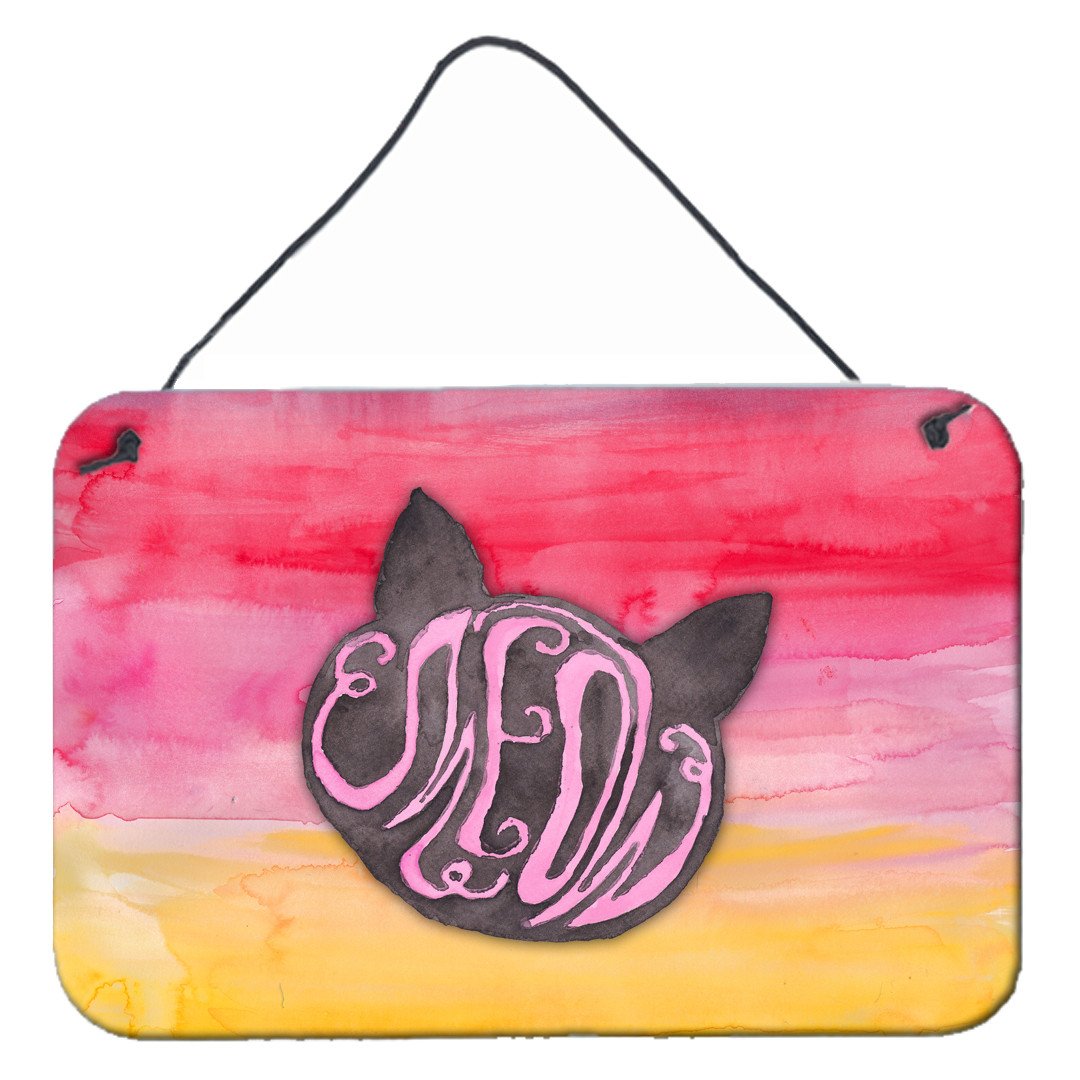 Cat Face Meow Watercolor Wall or Door Hanging Prints BB7358DS812 by Caroline&#39;s Treasures