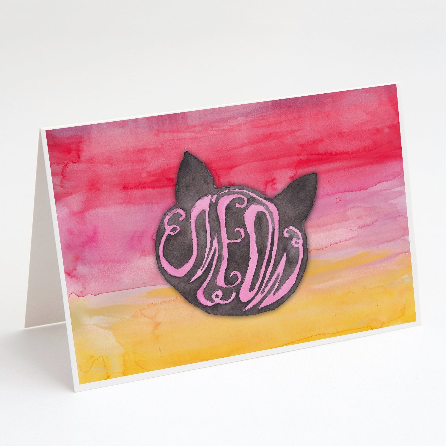 Buy this Cat Face Meow Watercolor Greeting Cards and Envelopes Pack of 8