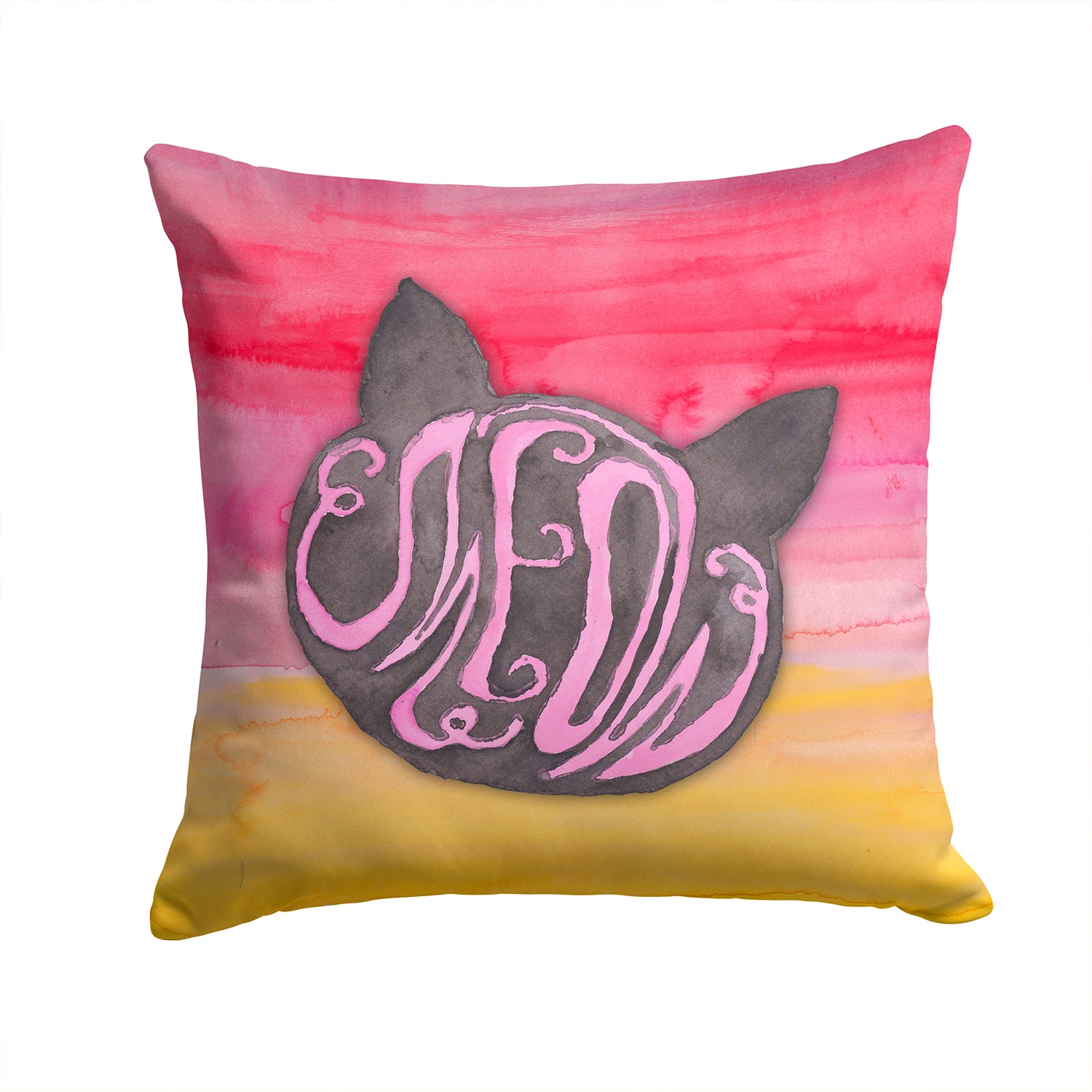 Cat Face Meow Watercolor Fabric Decorative Pillow BB7358PW1414 - the-store.com