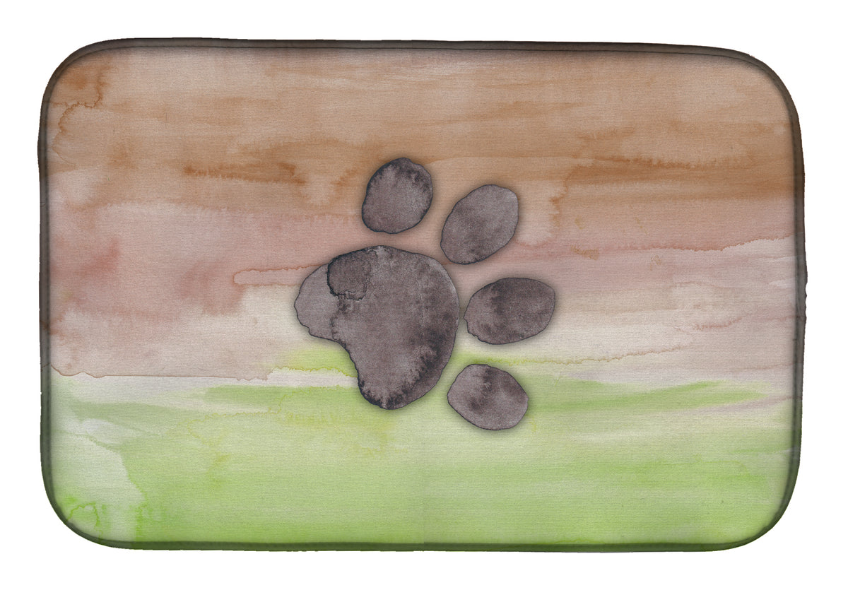 Dog Paw Watercolor Dish Drying Mat BB7359DDM