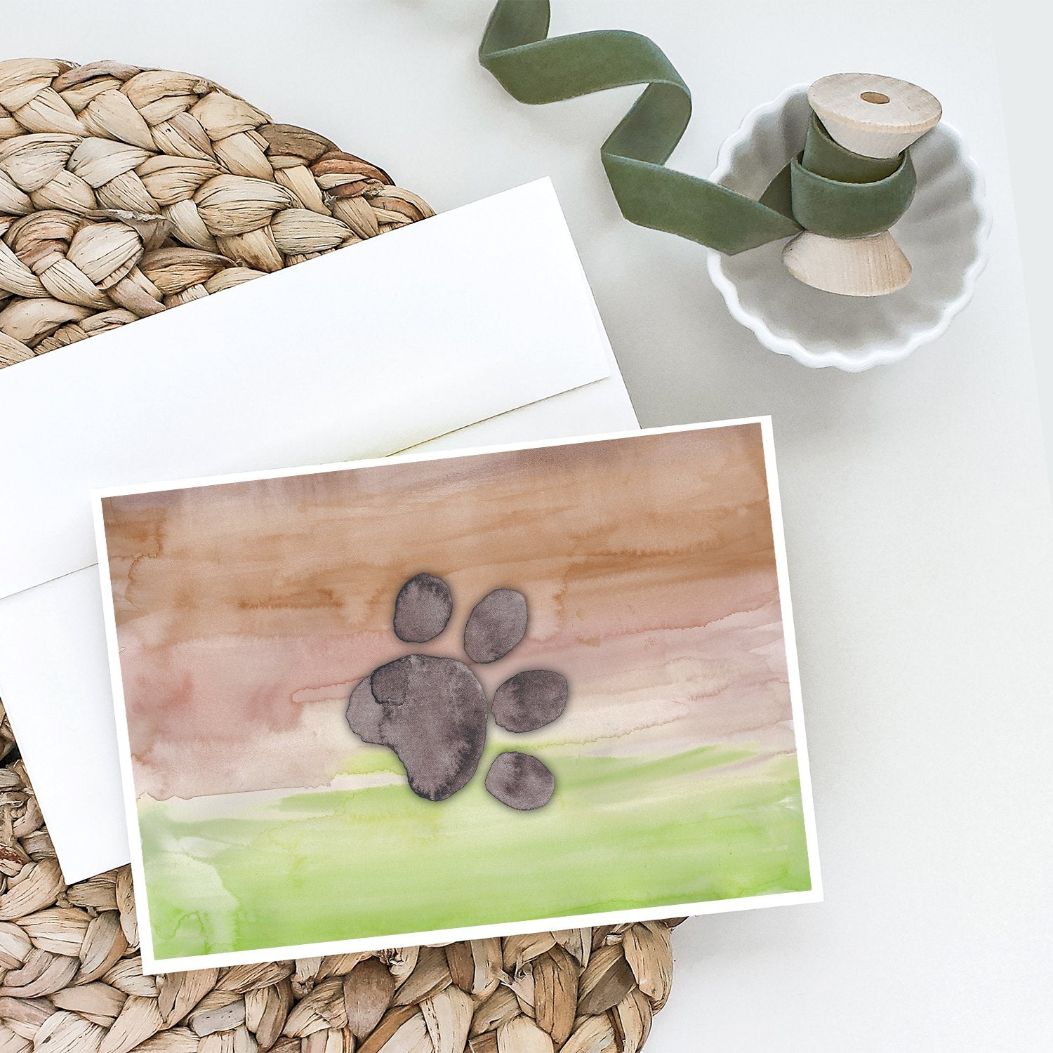 Dog Paw Watercolor Greeting Cards and Envelopes Pack of 8 - the-store.com