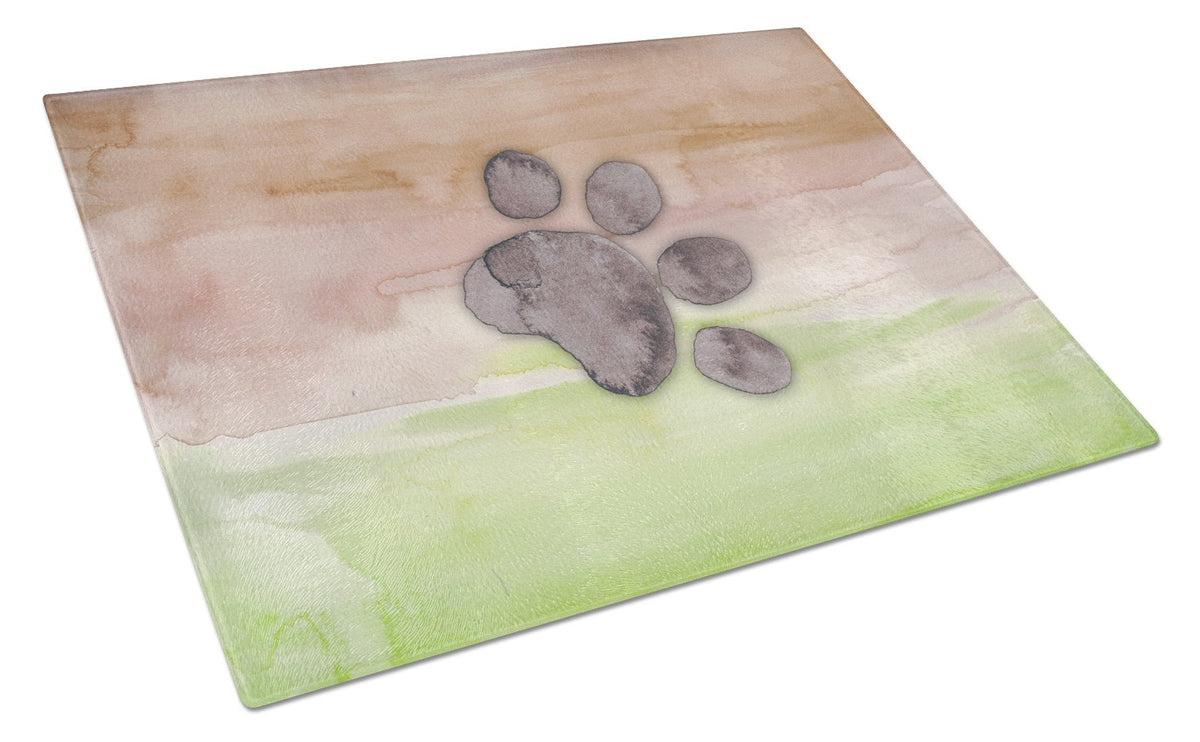 Dog Paw Watercolor Glass Cutting Board Large BB7359LCB by Caroline&#39;s Treasures