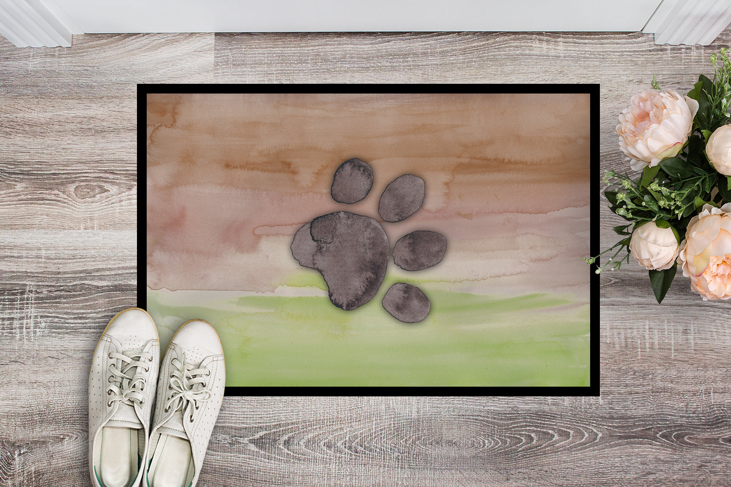 Dog Paw Watercolor Indoor or Outdoor Mat 18x27 - the-store.com