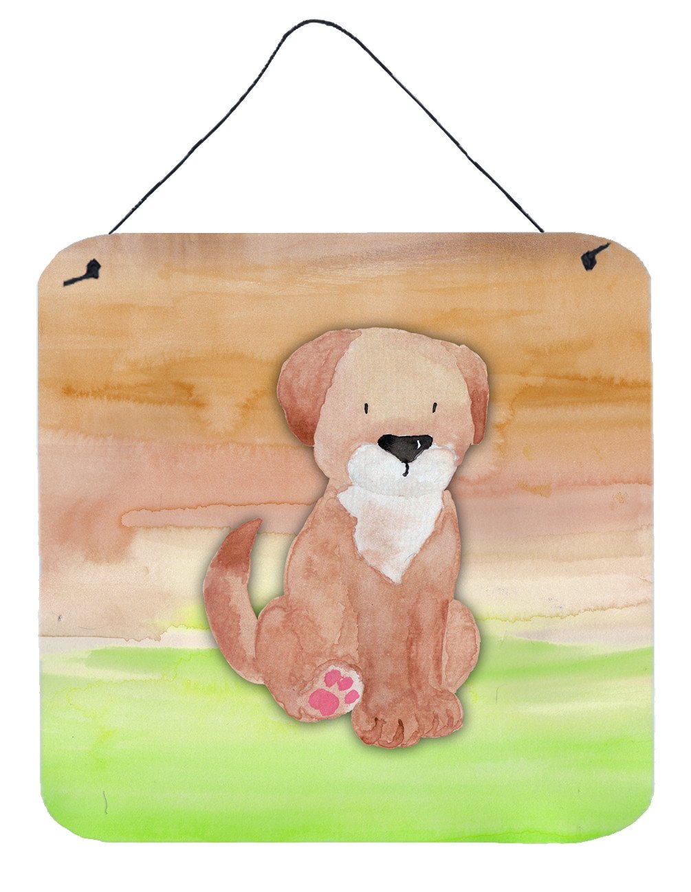 Dog Green and Brown Watercolor Wall or Door Hanging Prints BB7360DS66 by Caroline's Treasures