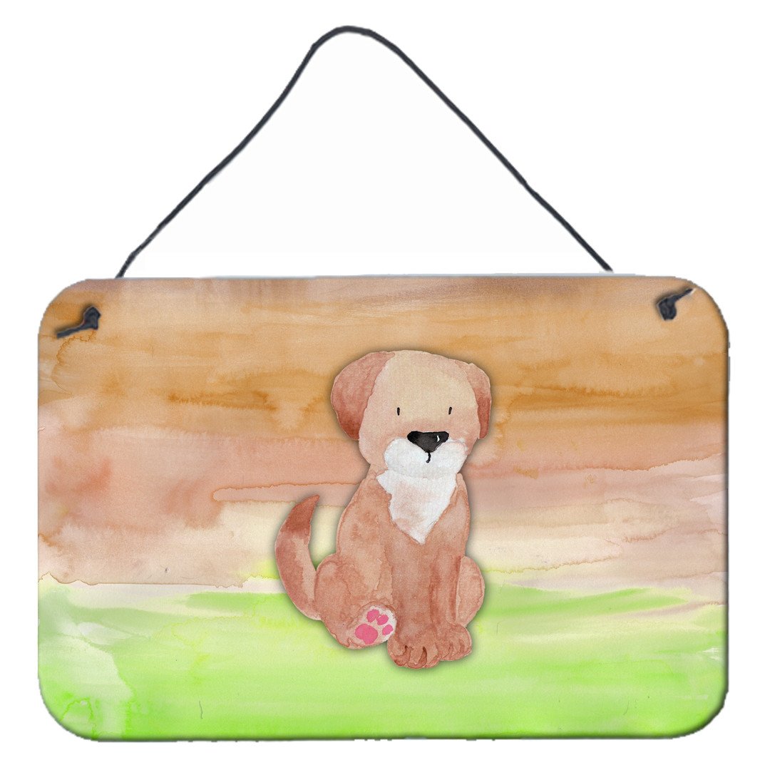 Dog Green and Brown Watercolor Wall or Door Hanging Prints BB7360DS812 by Caroline's Treasures