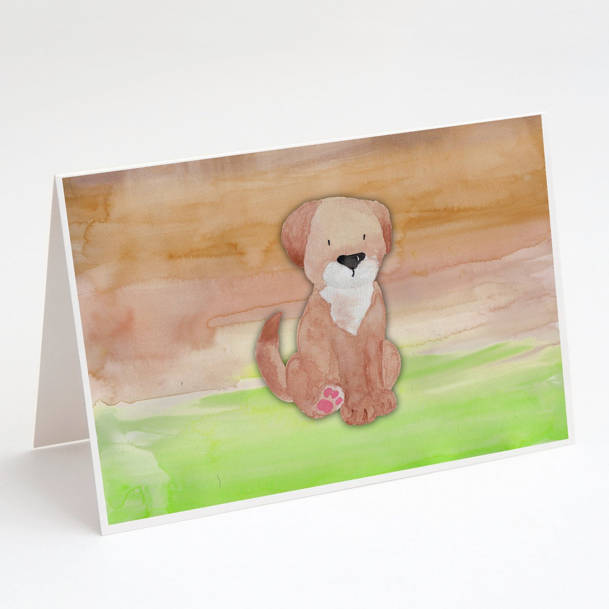Buy this Dog Green and Brown Watercolor Greeting Cards and Envelopes Pack of 8