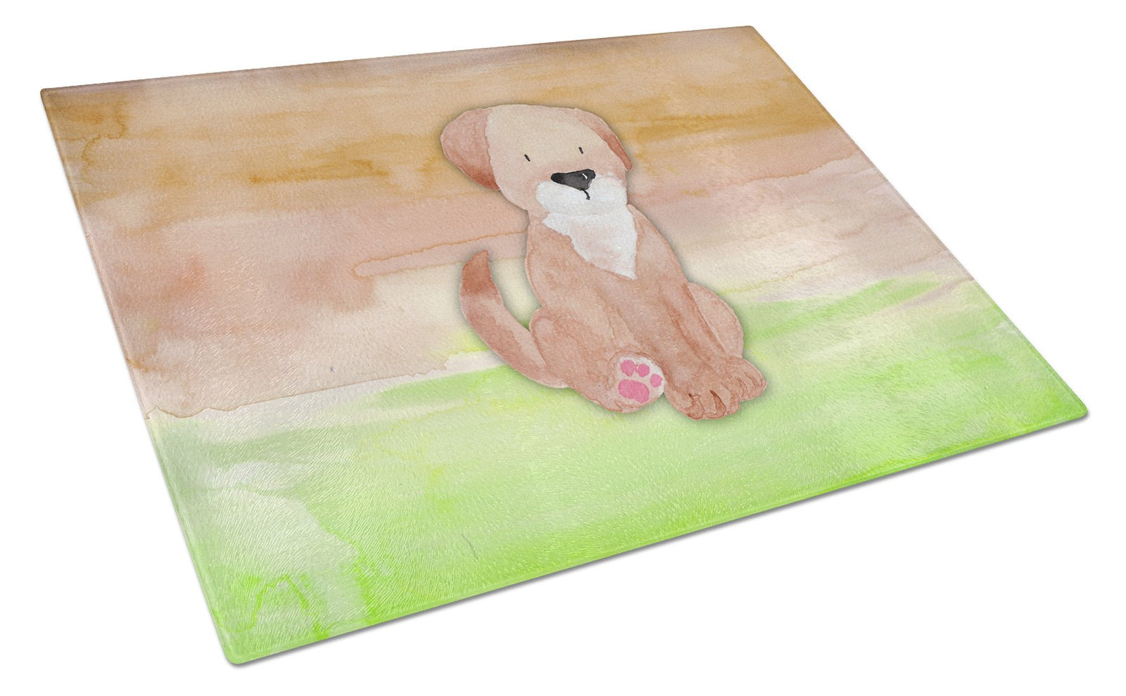 Dog Green and Brown Watercolor Glass Cutting Board Large BB7360LCB by Caroline's Treasures