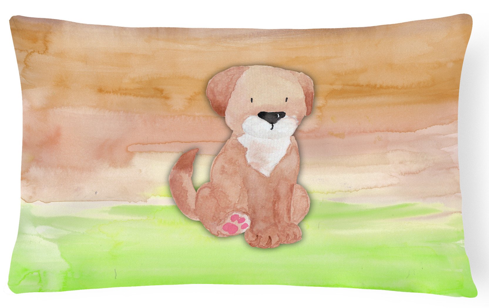 Dog Green and Brown Watercolor Canvas Fabric Decorative Pillow BB7360PW1216 by Caroline's Treasures