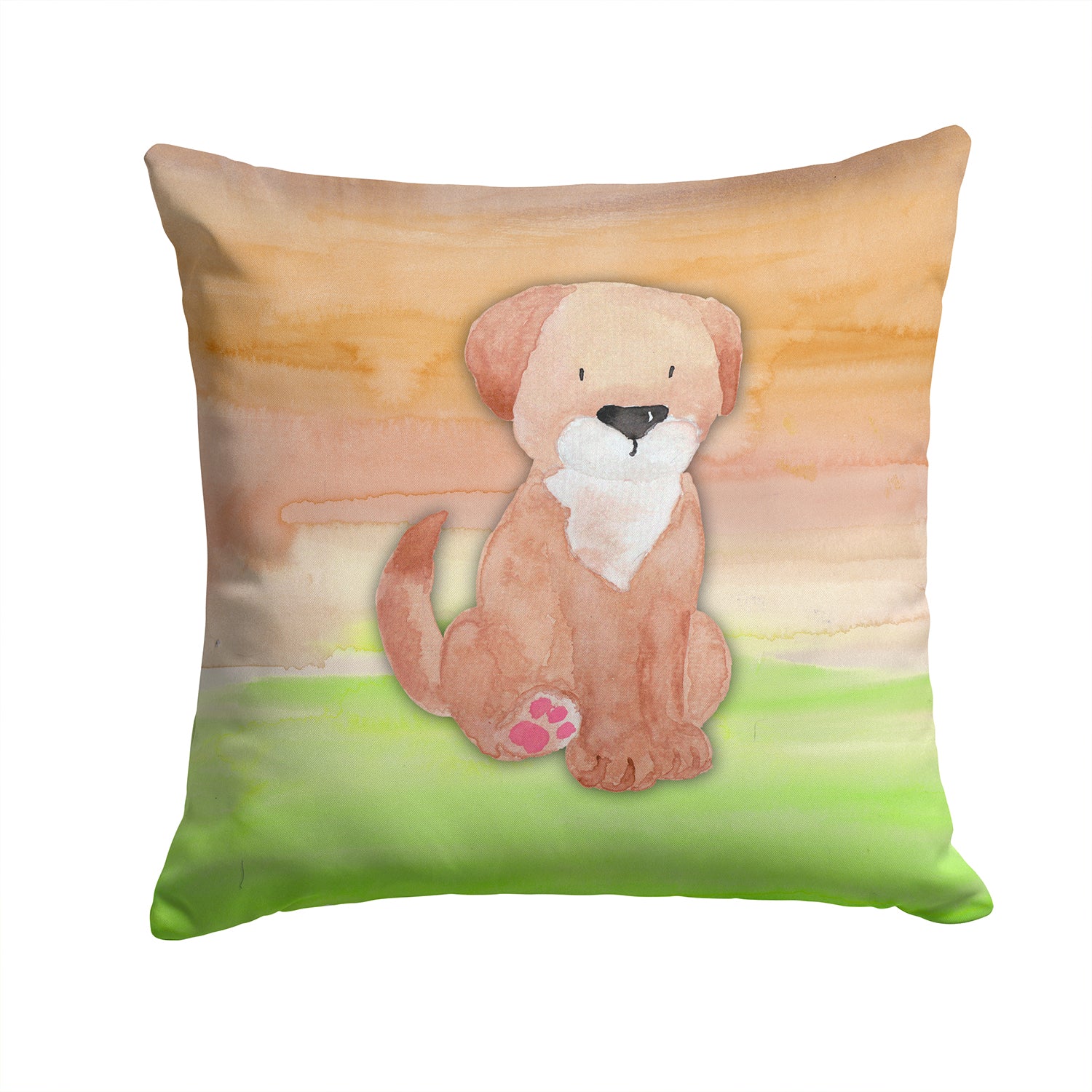 Dog Green and Brown Watercolor Fabric Decorative Pillow BB7360PW1414 - the-store.com