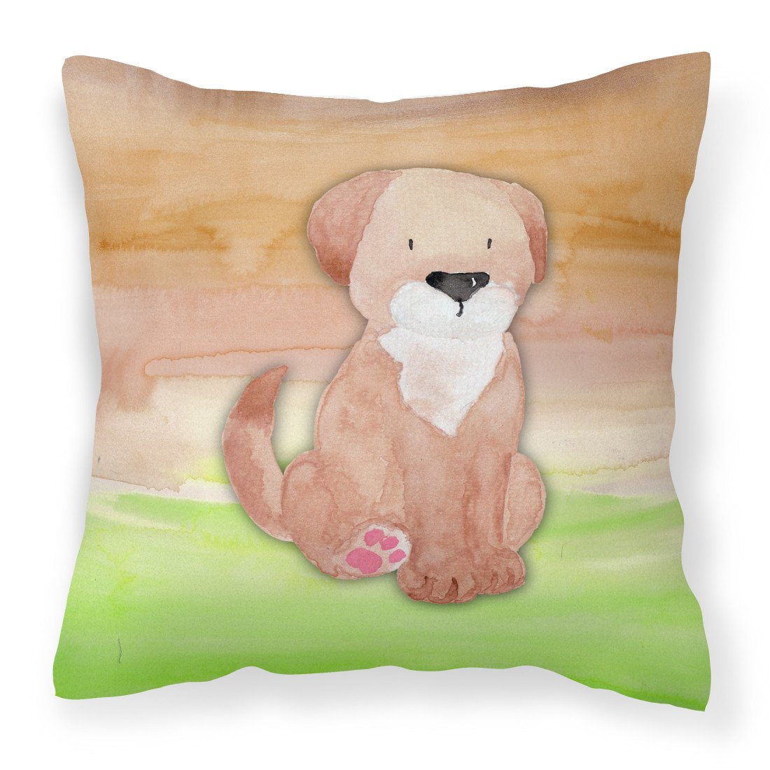 Dog Green and Brown Watercolor Fabric Decorative Pillow BB7360PW1818 by Caroline's Treasures