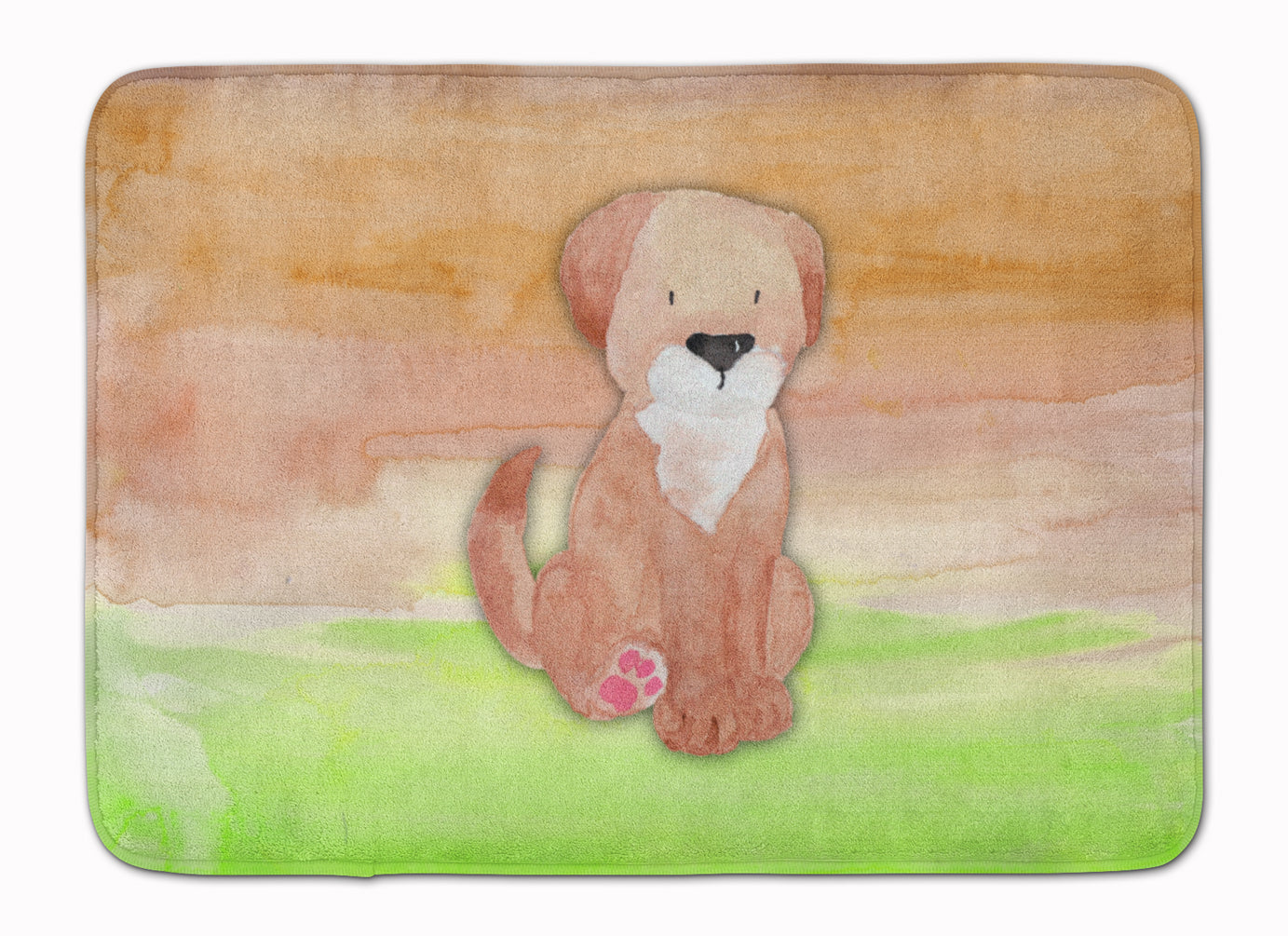 Dog Green and Brown Watercolor Machine Washable Memory Foam Mat BB7360RUG - the-store.com