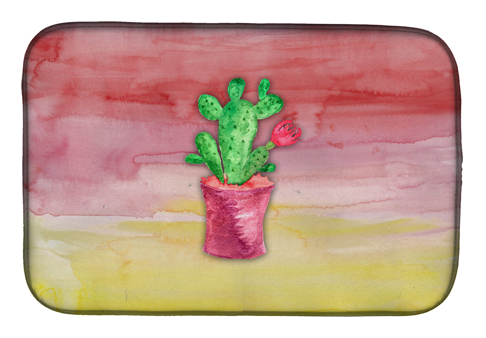 Flowering Cactus Watercolor Dish Drying Mat BB7361DDM