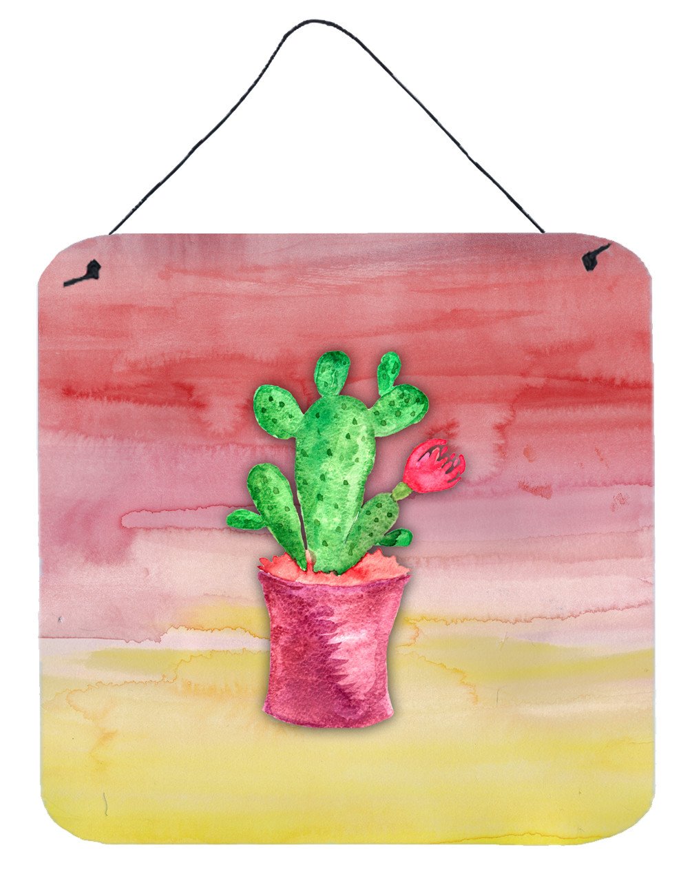 Flowering Cactus Watercolor Wall or Door Hanging Prints BB7361DS66 by Caroline&#39;s Treasures