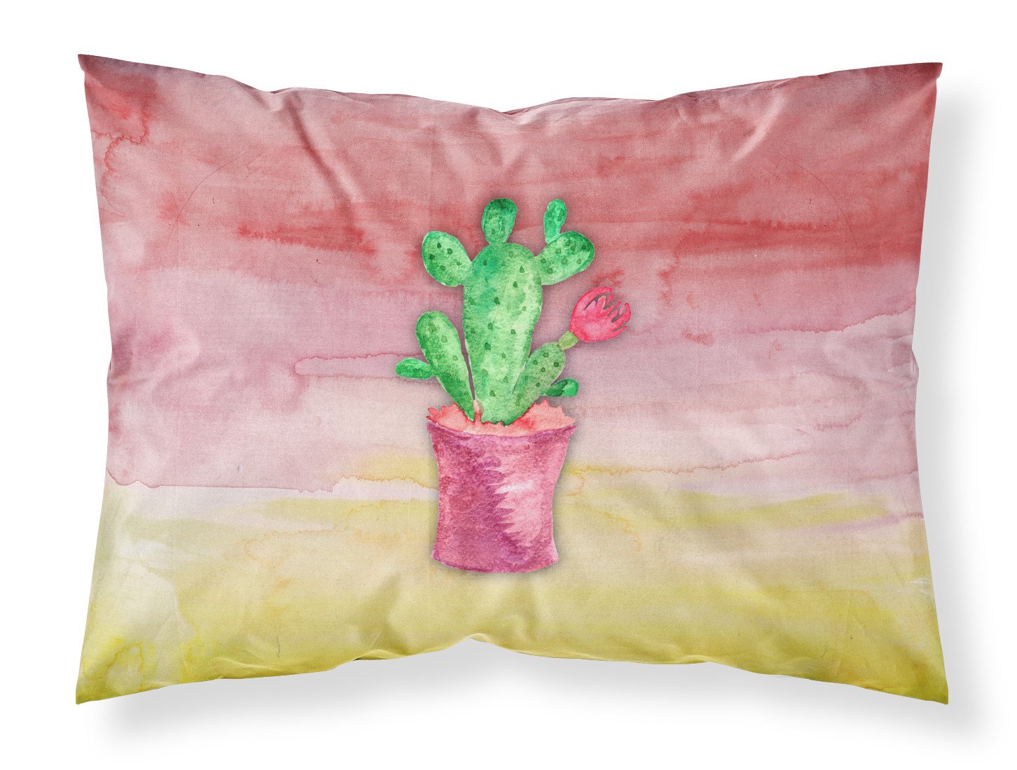 Flowering Cactus Watercolor Fabric Standard Pillowcase BB7361PILLOWCASE by Caroline's Treasures