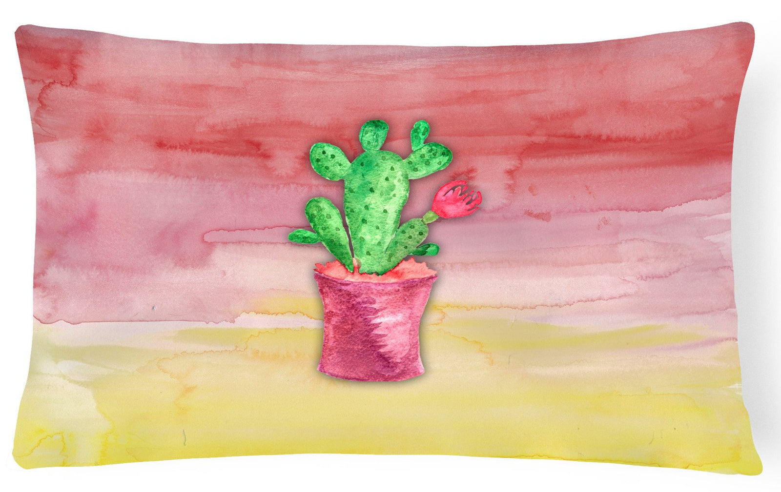 Flowering Cactus Watercolor Canvas Fabric Decorative Pillow BB7361PW1216 by Caroline's Treasures