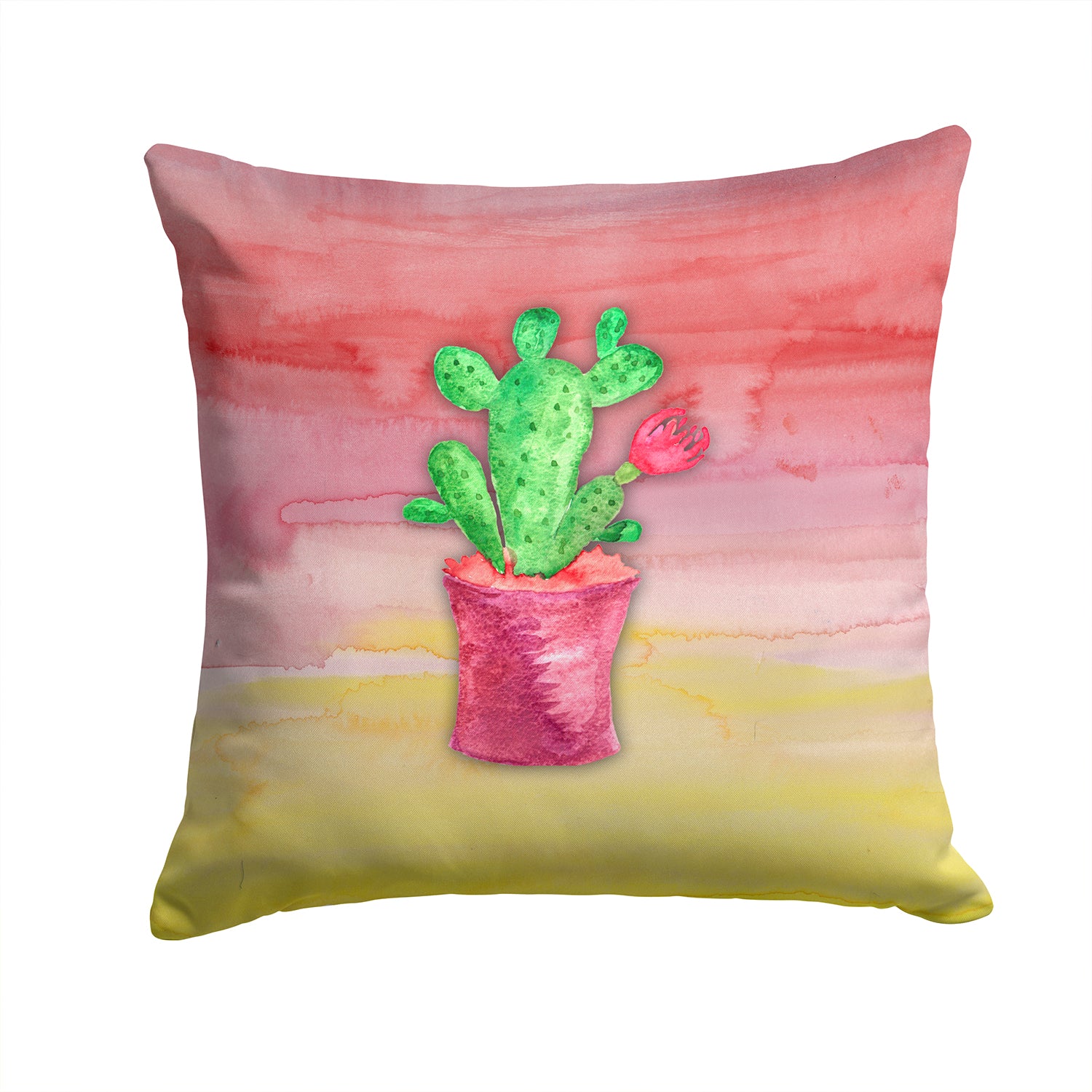 Flowering Cactus Watercolor Fabric Decorative Pillow BB7361PW1414 - the-store.com