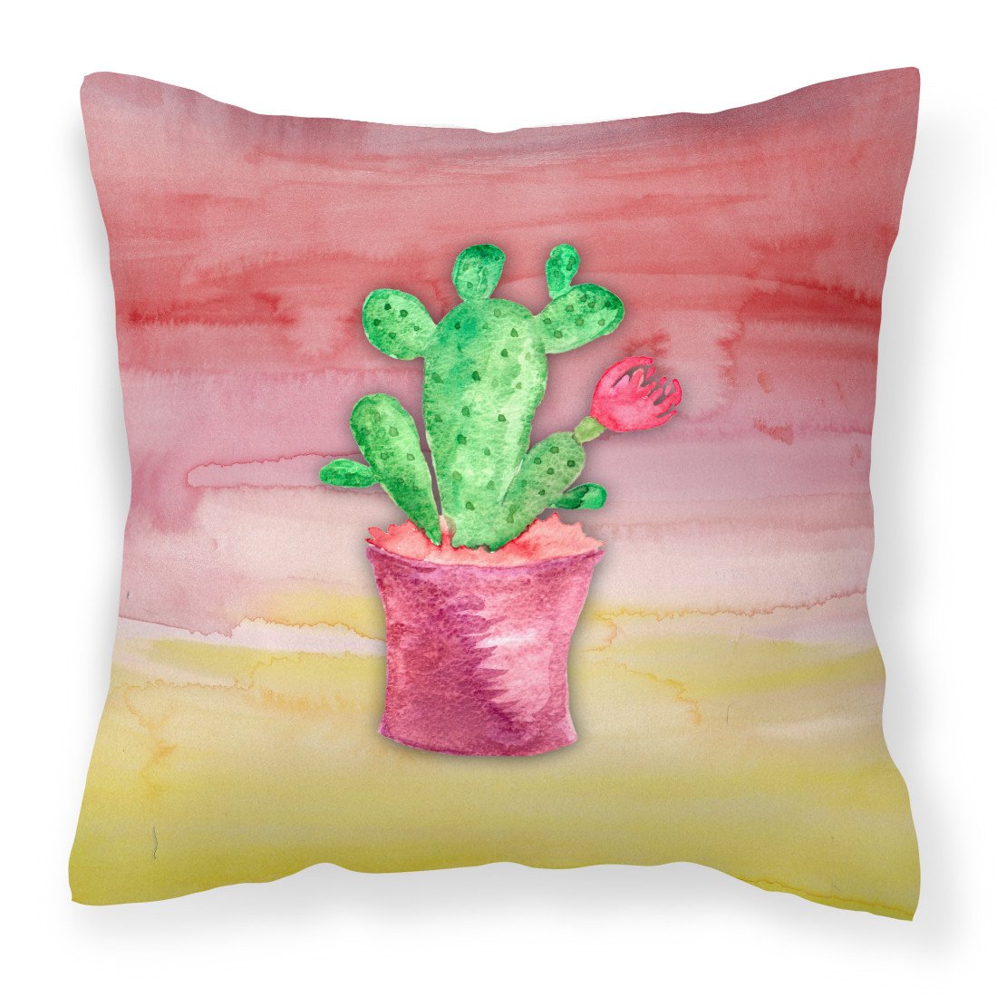 Flowering Cactus Watercolor Fabric Decorative Pillow BB7361PW1818 by Caroline&#39;s Treasures