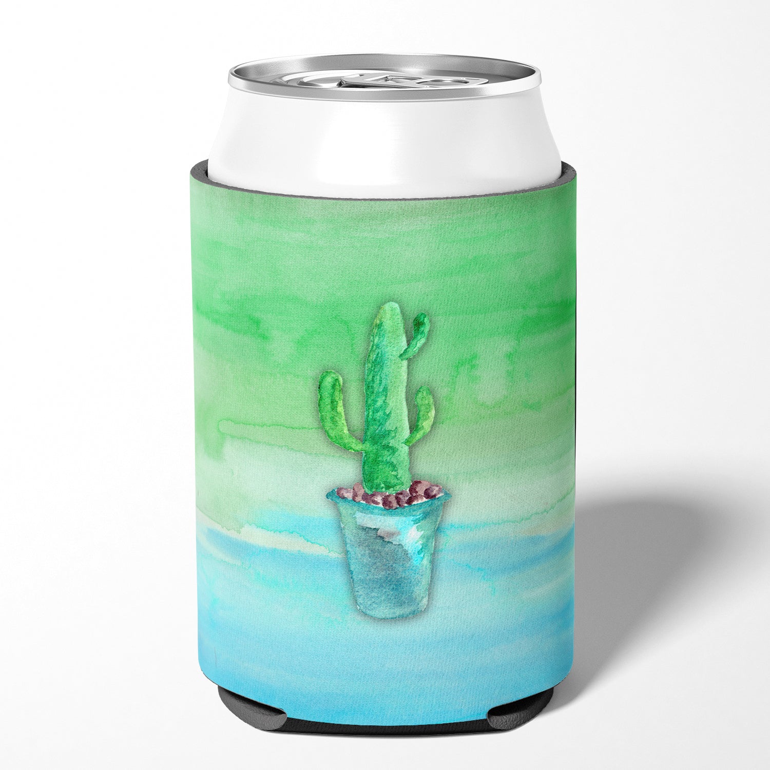 Cactus Teal and Green Watercolor Can or Bottle Hugger BB7362CC  the-store.com.