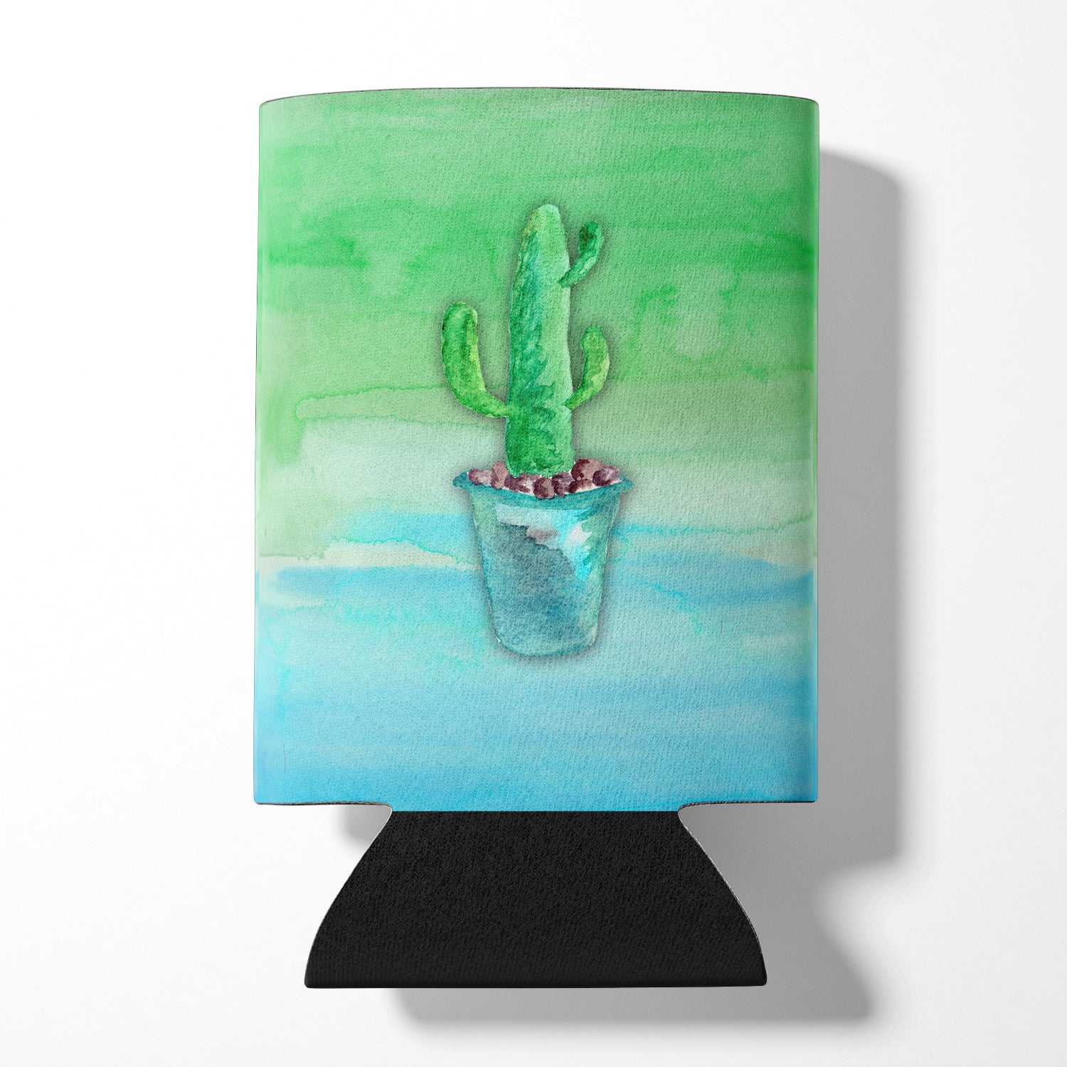 Cactus bleu sarcelle et vert aquarelle peut ou porte-bouteille BB7362CC