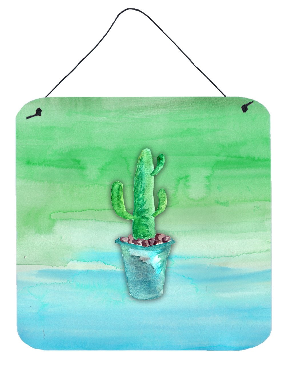 Cactus Teal and Green Watercolor Wall or Door Hanging Prints BB7362DS66 by Caroline's Treasures