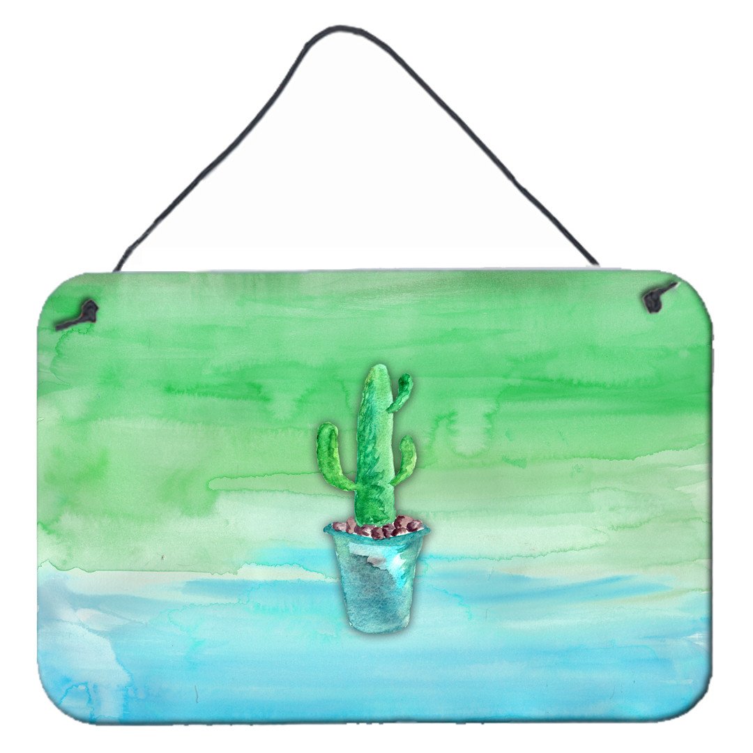 Cactus Teal and Green Watercolor Wall or Door Hanging Prints BB7362DS812 by Caroline's Treasures