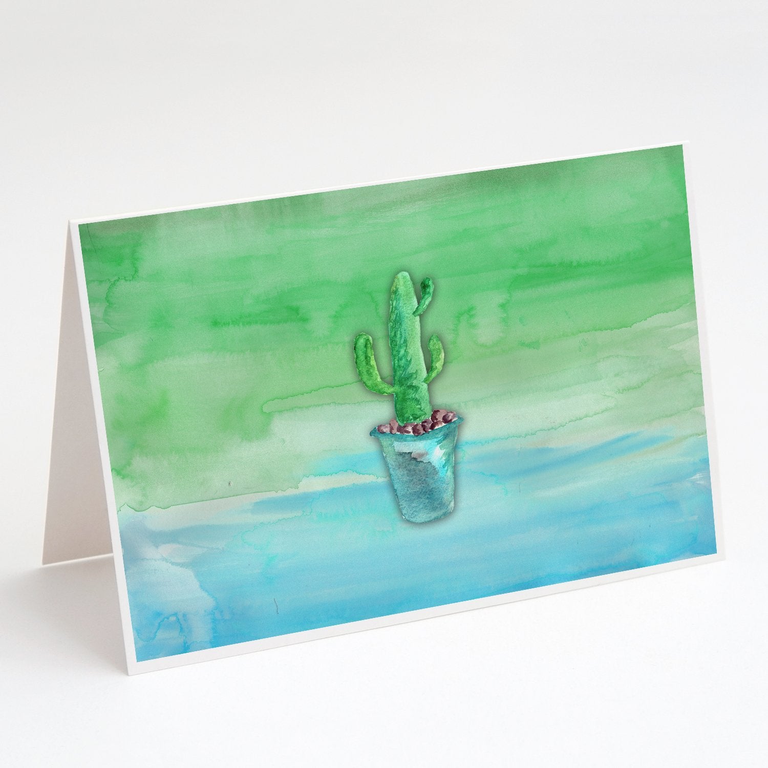 Buy this Cactus Teal and Green Watercolor Greeting Cards and Envelopes Pack of 8